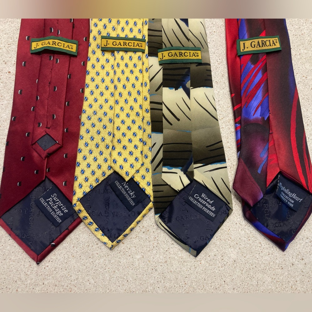 J. Garcia Silk Ties Set - Red, Yellow, Green/Grey, Red/Purple